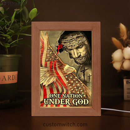 One Nation Under God Frame Lamp Art - Christian Frame Lamp - Religious Gifts Night Light