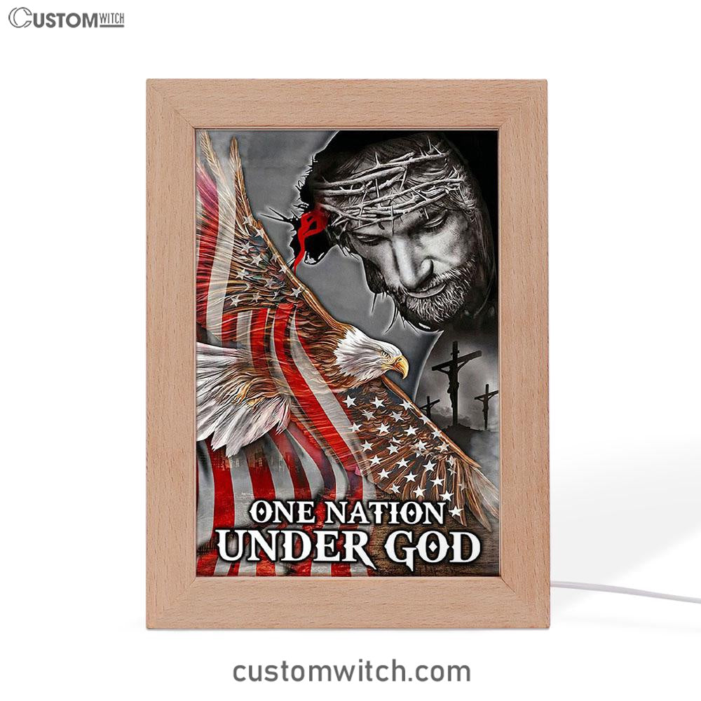 One Nation Under God Frame Lamp Art - Christian Frame Lamp - Religious Gifts Night Light