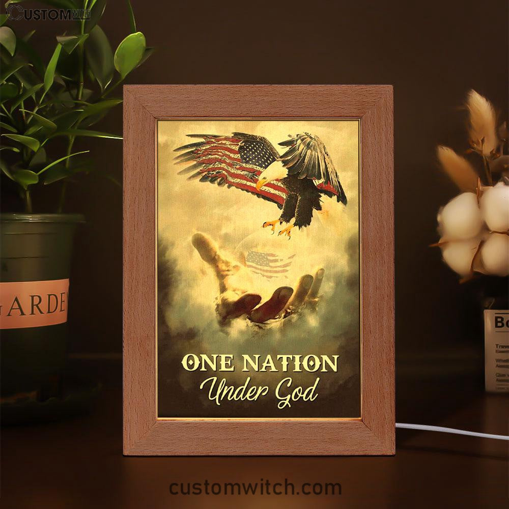 One Nation Under God Frame Lamp Prints - Bible Verse Decor - Scripture Art