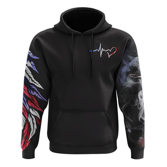 One Nation Under God Half Wings Heart Smoke All Over Print 3D Hoodie, Christian Hoodie, Christian Sweatshirt, Bible Verse Shirt