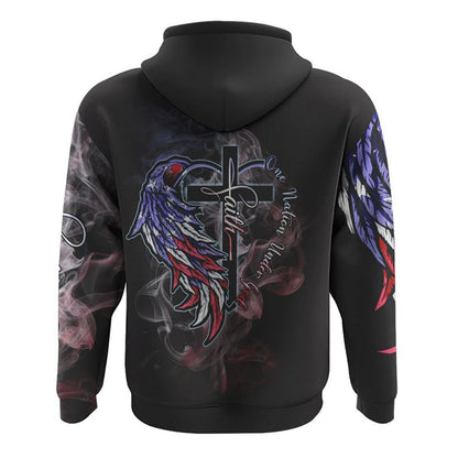 One Nation Under God Half Wings Heart Smoke All Over Print 3D Hoodie, Christian Hoodie, Christian Sweatshirt, Bible Verse Shirt