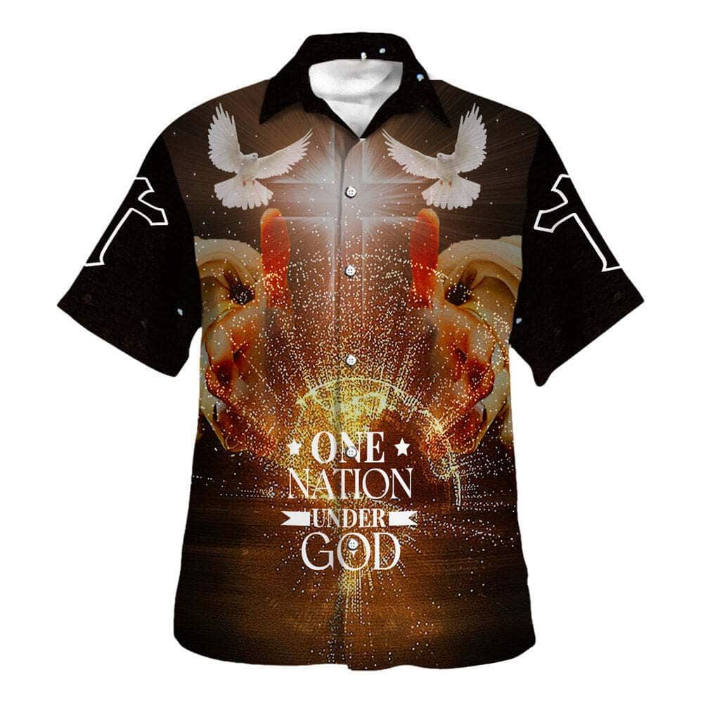 One Nation Under God Hand Of God Hawaiian Shirt For Men, Christian Hawaiian Shirt, Gift For Christian