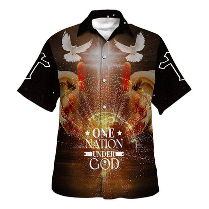 One Nation Under God Hand Of God Hawaiian Shirt For Men, Christian Hawaiian Shirt, Gift For Christian
