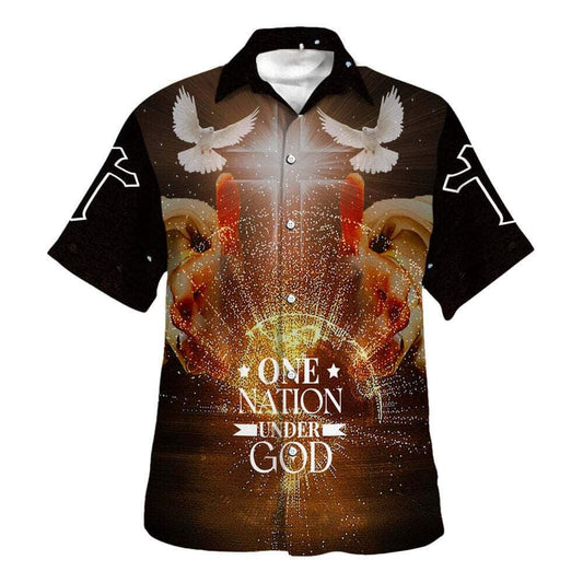 One Nation Under God Hand Of God Hawaiian Shirt For Men, Christian Hawaiian Shirt, Gift For Christian