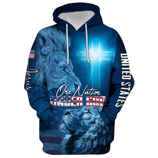 One Nation Under God Hoodie For Men & Women, God 3D Printed Hoodie, Christian Apparel Hoodies