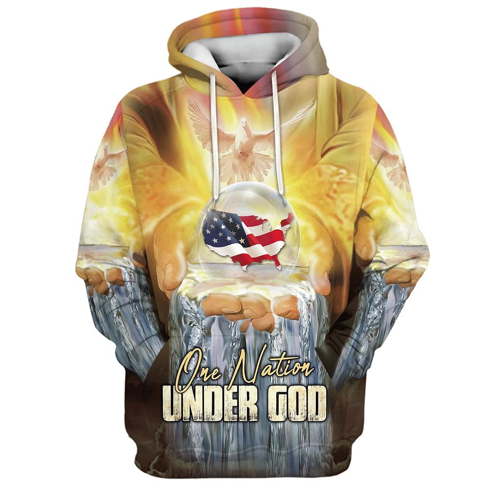 One Nation Under God Hoodies Men & Women, God 3D Printed Hoodie, Christian Apparel Hoodies