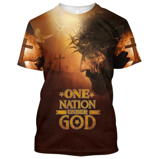 One Nation Under God Jesus 1 All Over Print 3D T Shirt For Men And Women, Christian T-Shirt, Faith Shirt