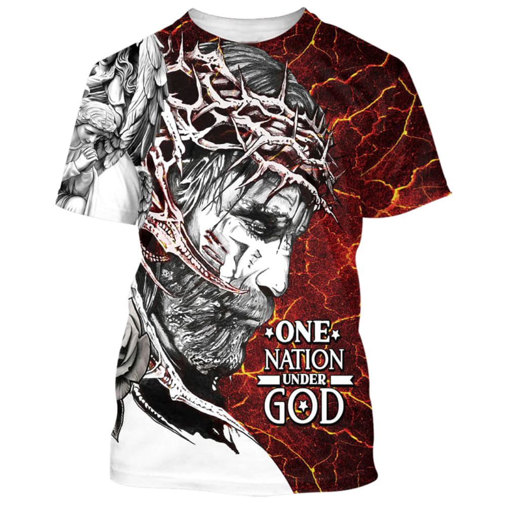One Nation Under God Jesus 2 All Over Print 3D T Shirt For Men And Women, Christian T-Shirt, Faith Shirt