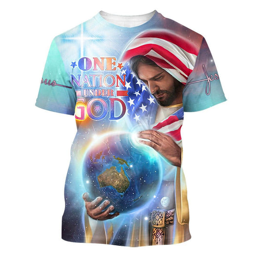 One Nation Under God Jesus American, Bible All Over Print 3D T Shirt For Men And Women, Christian T-Shirt, Faith Shirt