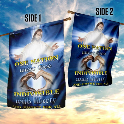 One Nation Under God Jesus Christ House Flag, Outdoor Religious Flags, Christian Flag, Scripture Flag, Garden Banner