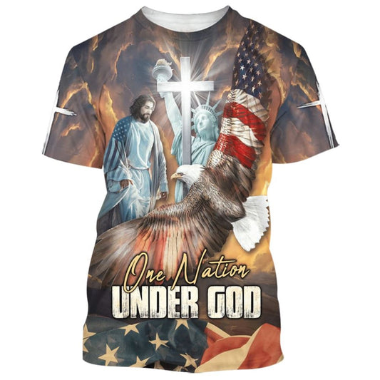 One Nation Under God Jesus Christian All Over Print 3D T Shirt For Men And Women, Christian T-Shirt, Faith Shirt