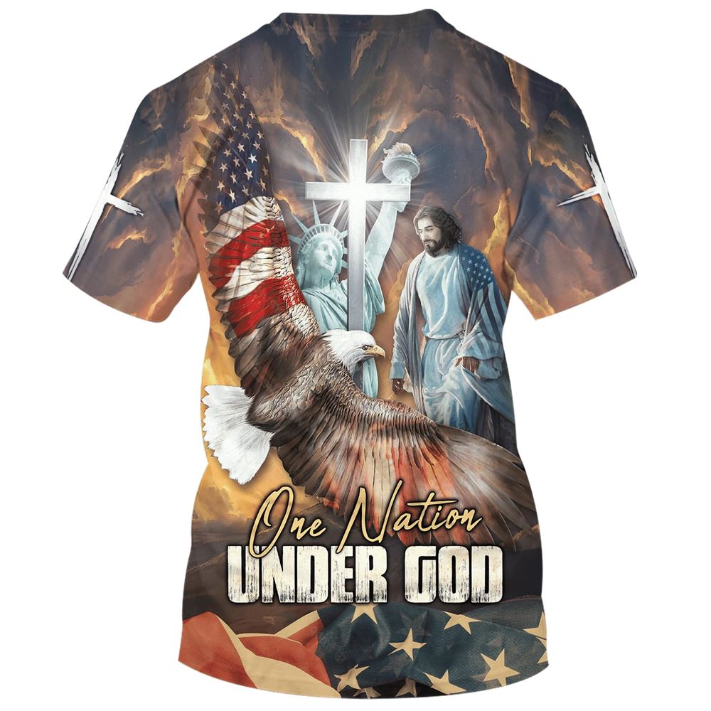 One Nation Under God Jesus Christian All Over Print 3D T Shirt For Men And Women, Christian T-Shirt, Faith Shirt