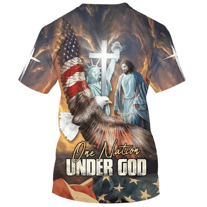 One Nation Under God Jesus Christian All Over Print 3D T Shirt For Men And Women, Christian T-Shirt, Faith Shirt