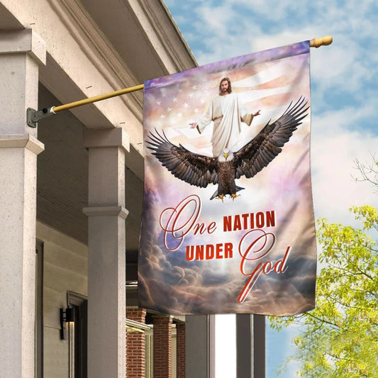 One Nation Under God Jesus Christian American House Flag, Outdoor Religious Flags, Christian Flag, Scripture Flag, Garden Banner