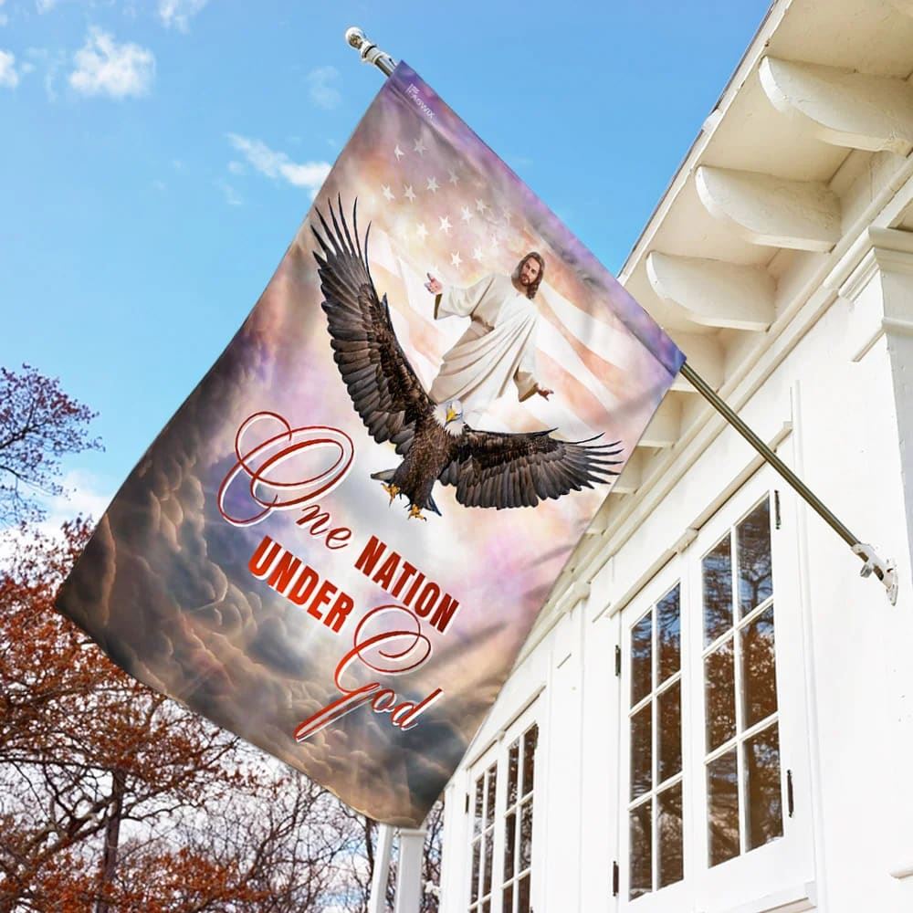 One Nation Under God Jesus Christian American House Flag, Outdoor Religious Flags, Christian Flag, Scripture Flag, Garden Banner