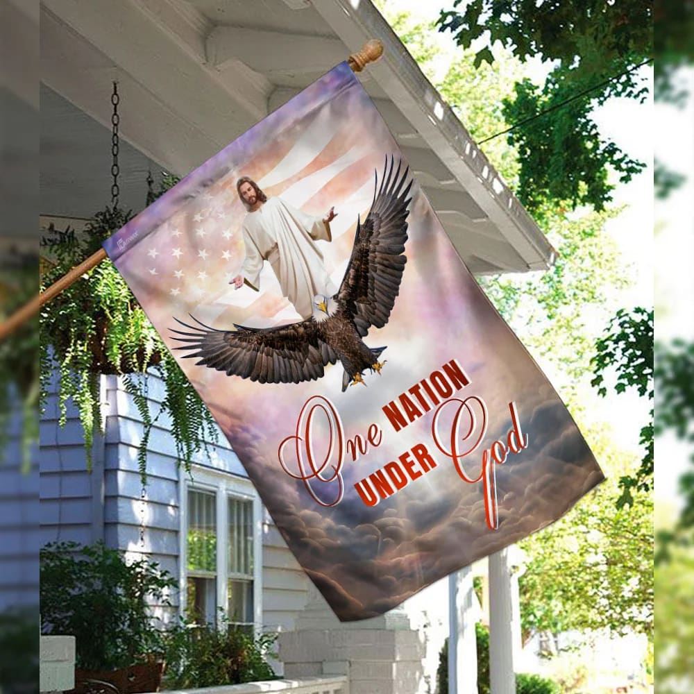 One Nation Under God Jesus Christian American House Flag, Outdoor Religious Flags, Christian Flag, Scripture Flag, Garden Banner