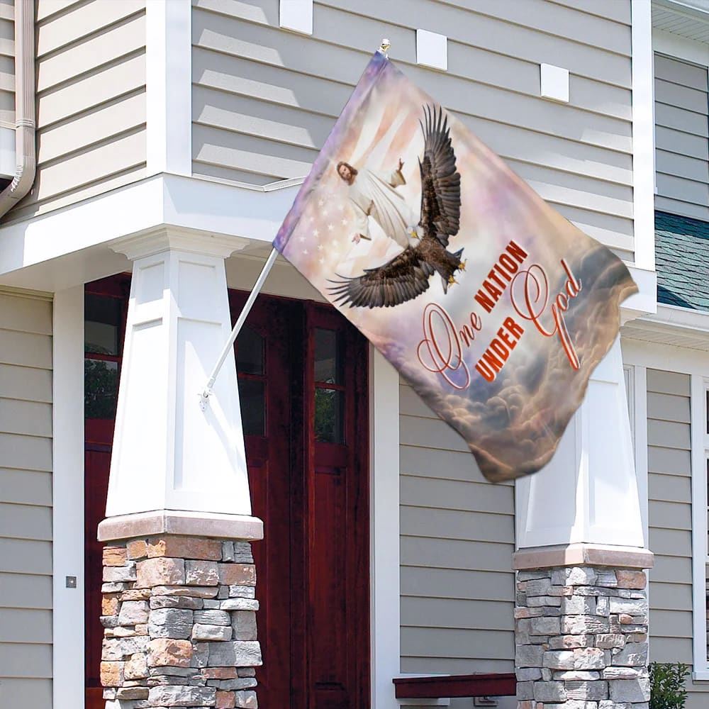 One Nation Under God Jesus Christian American House Flag, Outdoor Religious Flags, Christian Flag, Scripture Flag, Garden Banner