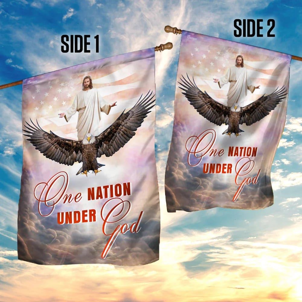 One Nation Under God Jesus Christian American House Flag, Outdoor Religious Flags, Christian Flag, Scripture Flag, Garden Banner