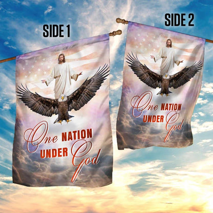 One Nation Under God Jesus Christian American House Flag, Outdoor Religious Flags, Christian Flag, Scripture Flag, Garden Banner