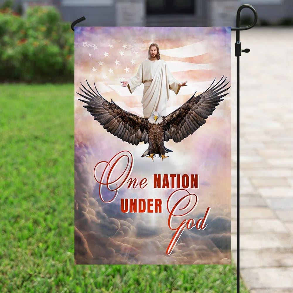 One Nation Under God Jesus Christian American House Flag, Outdoor Religious Flags, Christian Flag, Scripture Flag, Garden Banner