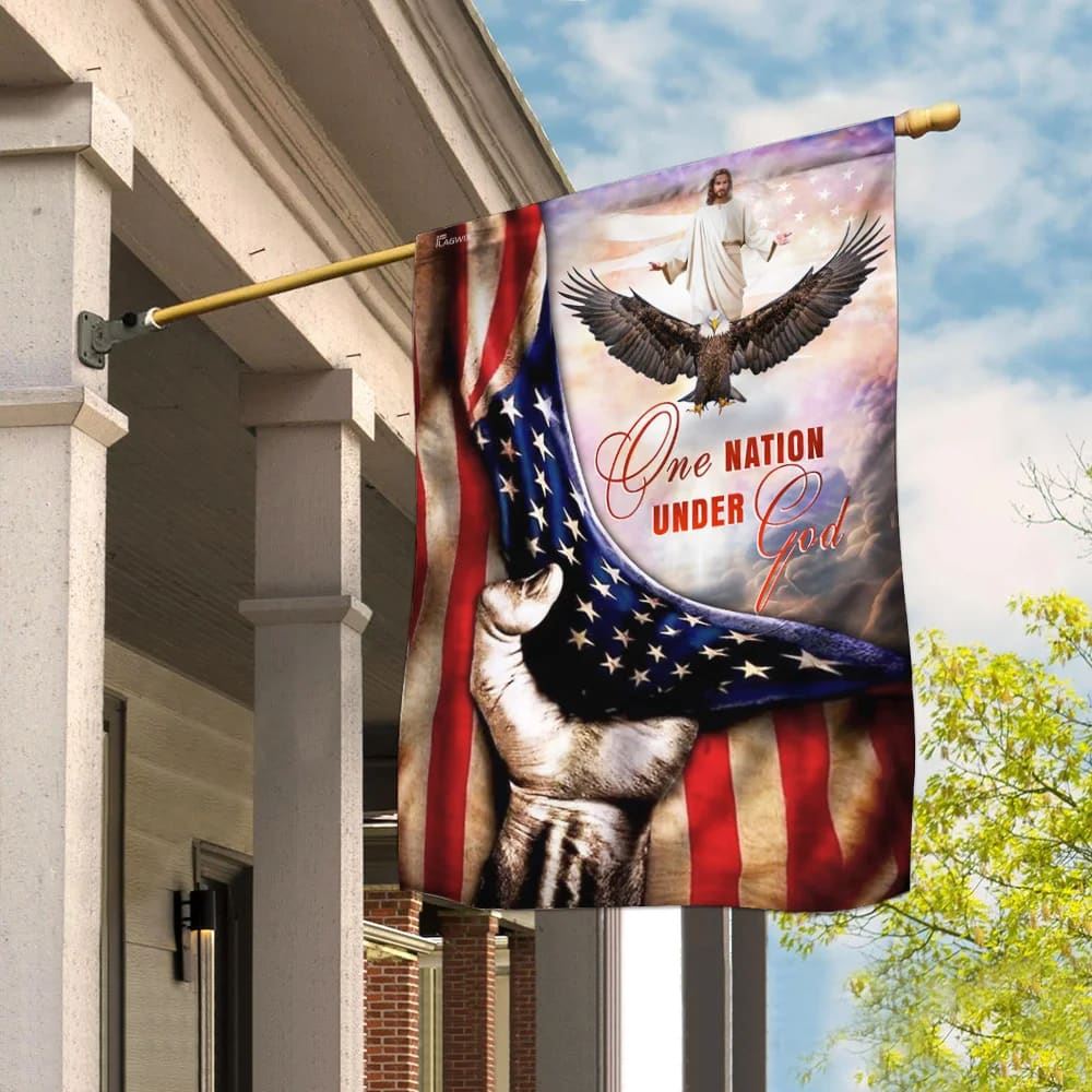 One Nation Under God Jesus Christian American House Flags, Christian Flag, Scripture Flag, Garden Banner