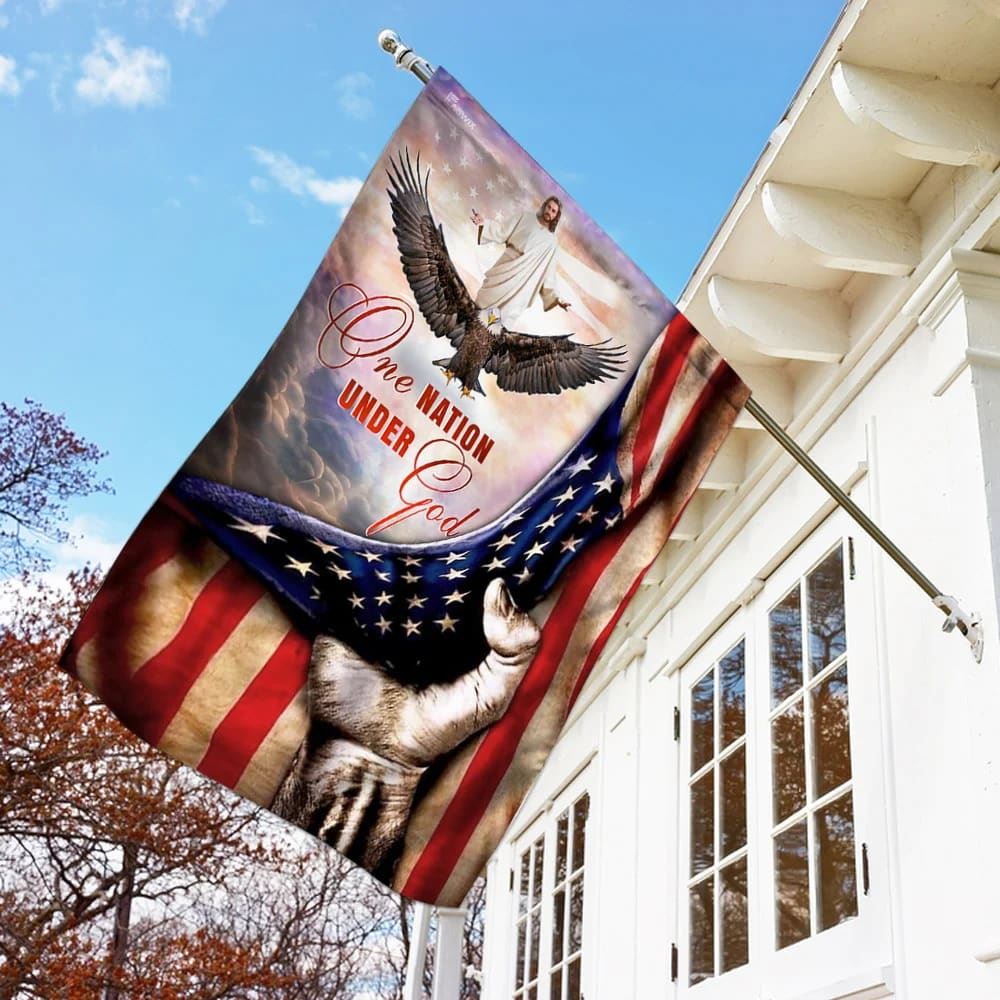 One Nation Under God Jesus Christian American House Flags, Christian Flag, Scripture Flag, Garden Banner