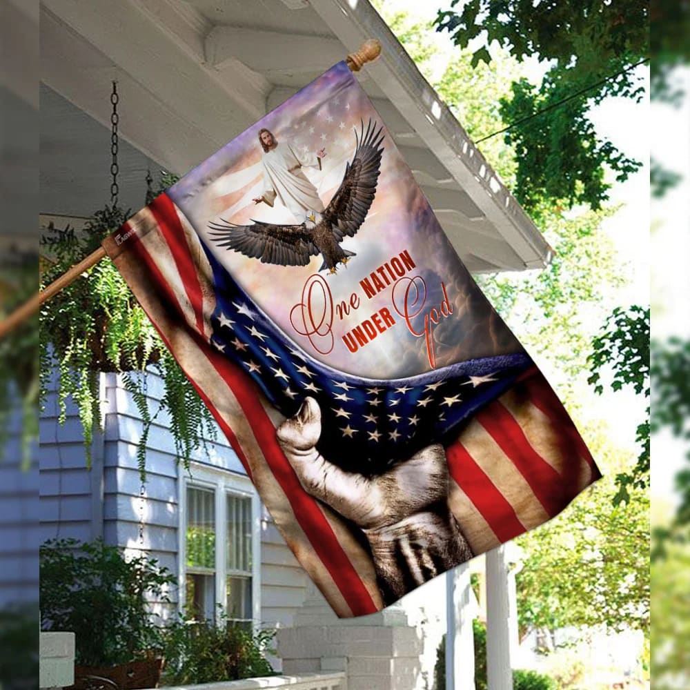 One Nation Under God Jesus Christian American House Flags, Christian Flag, Scripture Flag, Garden Banner