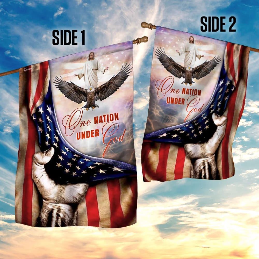 One Nation Under God Jesus Christian American House Flags, Christian Flag, Scripture Flag, Garden Banner