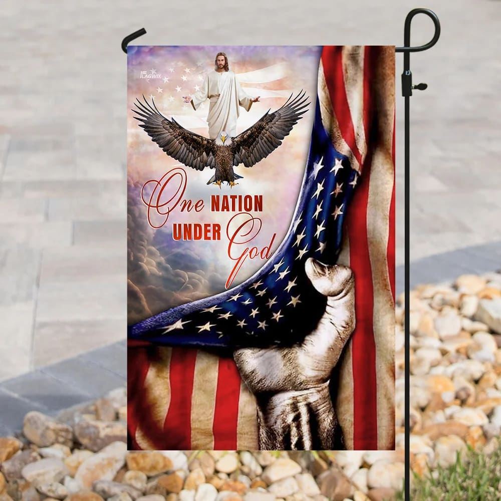 One Nation Under God Jesus Christian American House Flags, Christian Flag, Scripture Flag, Garden Banner