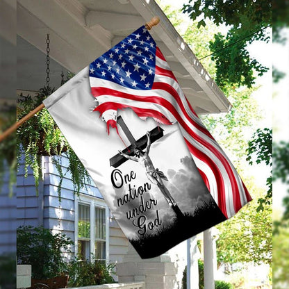 One Nation Under God Jesus Christian Cross American House Flags, Christian Flag, Scripture Flag, Garden Banner