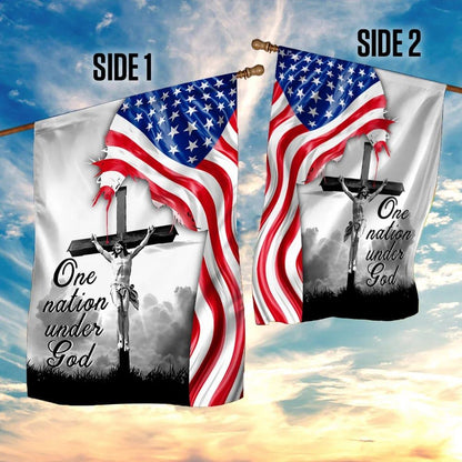 One Nation Under God Jesus Christian Cross American House Flags, Christian Flag, Scripture Flag, Garden Banner