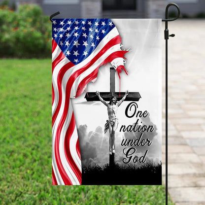 One Nation Under God Jesus Christian Cross American House Flags, Christian Flag, Scripture Flag, Garden Banner