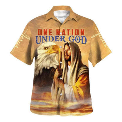 One Nation Under God Jesus Christian Faith Hawaiian Shirt For Men, Christian Hawaiian Shirt, Gift For Christian