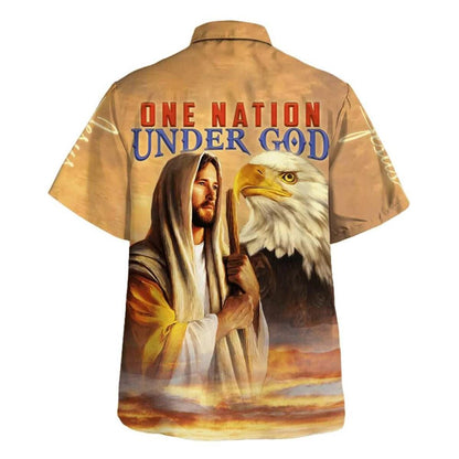 One Nation Under God Jesus Christian Faith Hawaiian Shirt For Men, Christian Hawaiian Shirt, Gift For Christian