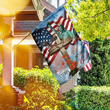One Nation Under God Jesus Cross House Flag, Outdoor Religious Flags, Christian Flag, Scripture Flag, Garden Banner