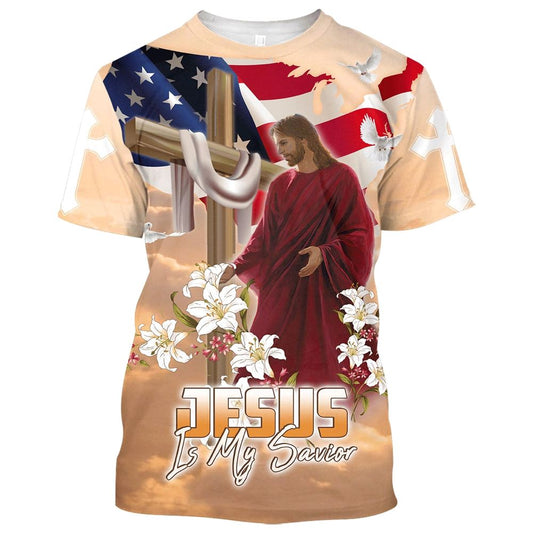 One Nation Under God Jesus Lily All Over Print 3D T Shirt For Men And Women, Christian T-Shirt, Faith Shirt