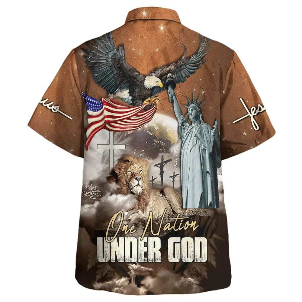 One Nation Under God Jesus Lion Hawaiian Shirt For Men, Christian Hawaiian Shirt, Gift For Christian