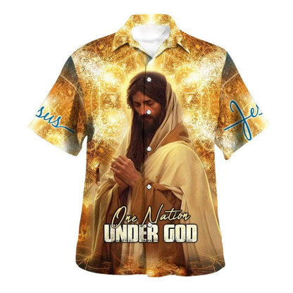 One Nation Under God Jesus Pray Hawaiian Shirt For Men, Christian Hawaiian Shirt, Gift For Christian