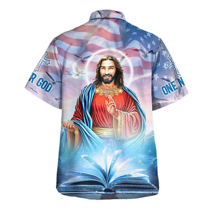 One Nation Under God Jesus Smile Independence Day Hawaiian Shirt For Men, Christian Hawaiian Shirt, Gift For Christian