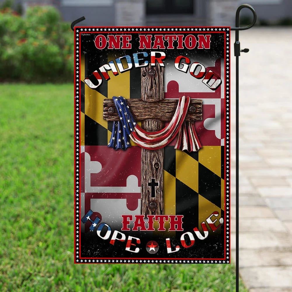 One Nation Under God Maryland Jesus House Flag, Outdoor Religious Flags, Christian Flag, Scripture Flag, Garden Banner