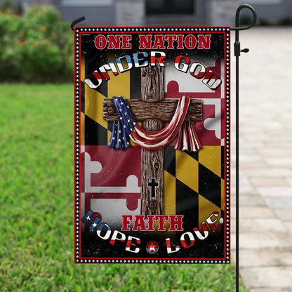 One Nation Under God Maryland Jesus House Flag, Outdoor Religious Flags, Christian Flag, Scripture Flag, Garden Banner