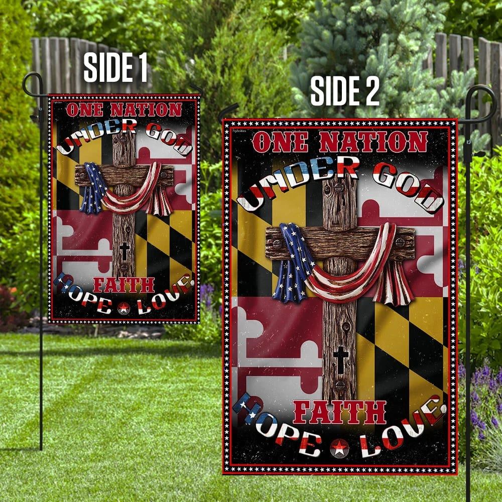 One Nation Under God Maryland Jesus House Flag, Outdoor Religious Flags, Christian Flag, Scripture Flag, Garden Banner