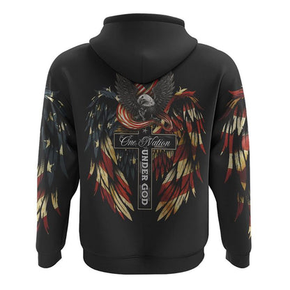 One Nation Under God New Version American Flag All Over Print 3D Hoodie, Christian Hoodie, Christian Sweatshirt, Bible Verse Shirt