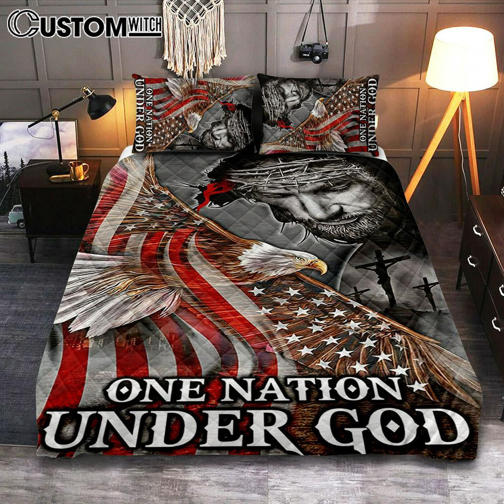 One Nation Under God Quilt Bedding Set Bedroom - Christian Cover Twin Bedding Quilt Bedding Set - Religious Quilt Bedding Set Prints
