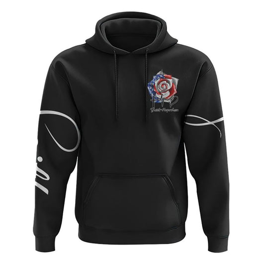 One Nation Under God Rose American Flag All Over Print 3D Hoodie, Christian Hoodie, Christian Sweatshirt, Bible Verse Shirt