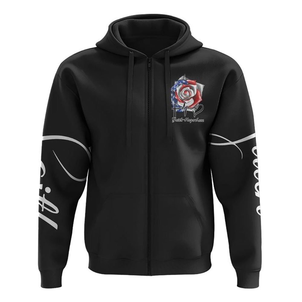 One Nation Under God Rose American Flag All Over Print 3D Hoodie, Christian Hoodie, Christian Sweatshirt, Bible Verse Shirt