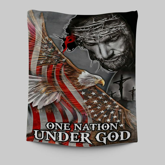 One Nation Under God Tapestry Wall Art - Christian Wall Tapestry - Religious Tapestries Wall Hanging Prints