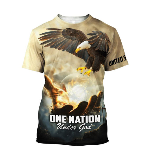 One Nation Under God Unisexs All Over Print 3D T Shirt For Men And Women, Christian T-Shirt, Faith Shirt