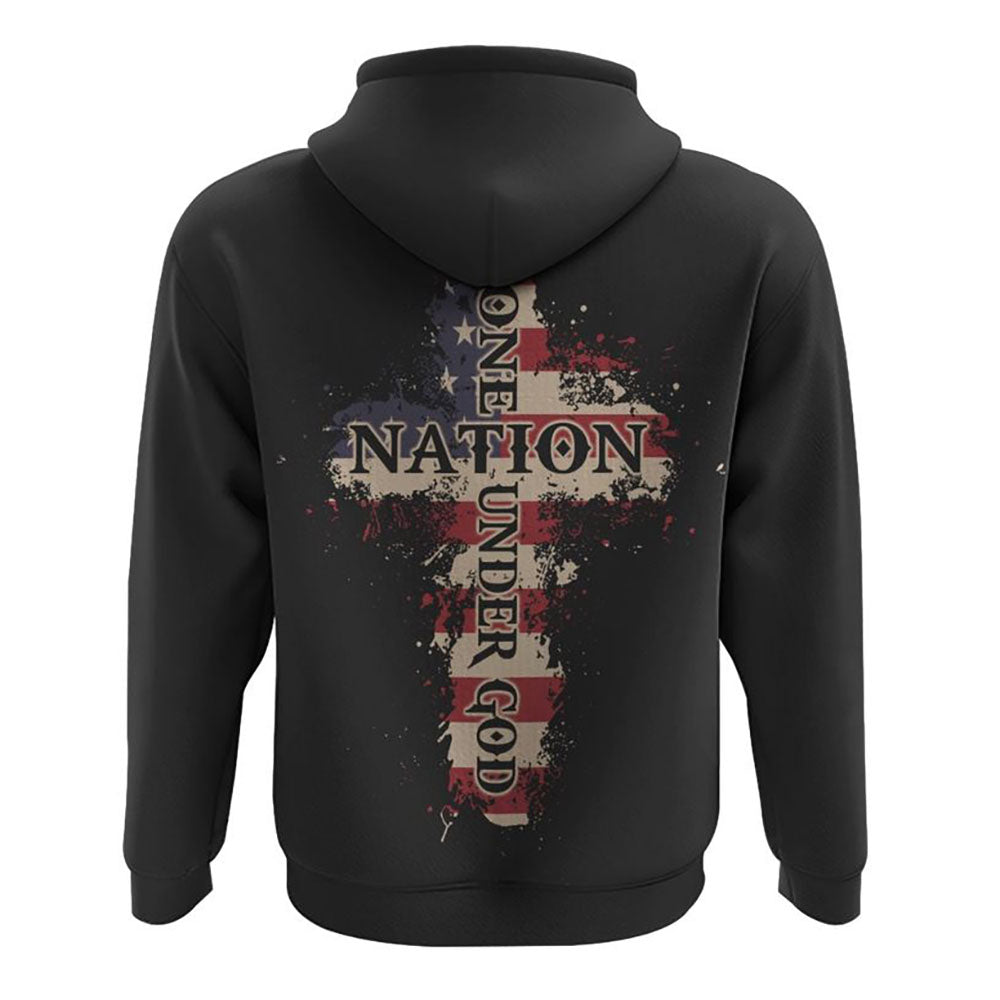 One Nation Under God Watercolor Flag All Over Print 3D Hoodie, Christian Hoodie, Christian Sweatshirt, Bible Verse Shirt