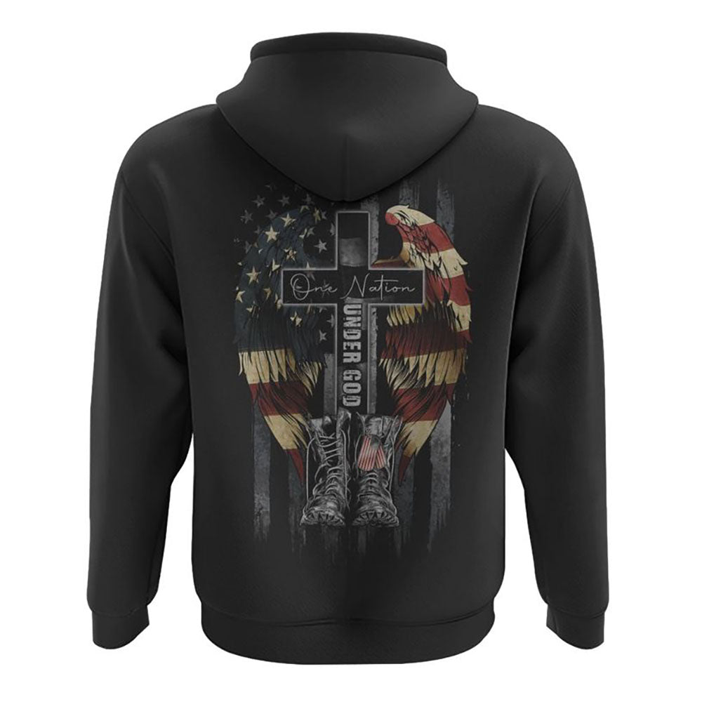 One Nation Under God Wings Veteran All Over Print 3D Hoodie, Christian Hoodie, Christian Sweatshirt, Bible Verse Shirt
